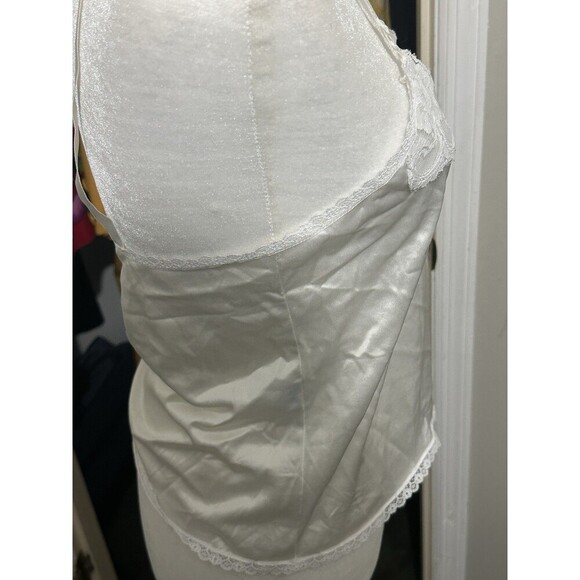 Vintage Lace Trimmed Camisole‎ Top Lingerie Size M Ivory Cream Adj Thin Straps - Picture 5 of 12